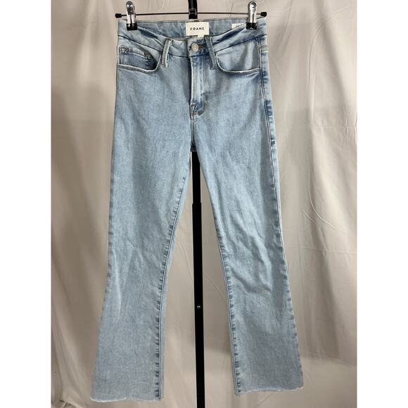 Frame 'Le' Blue  Crop Mini Bootcut Denim Jean Size 24 - Picture 2 of 4